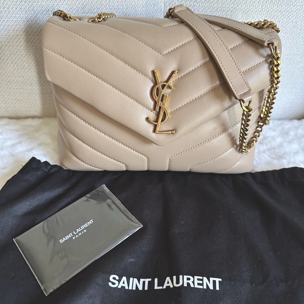 Saint Laurent Dark Beige Quilted Leather Bag